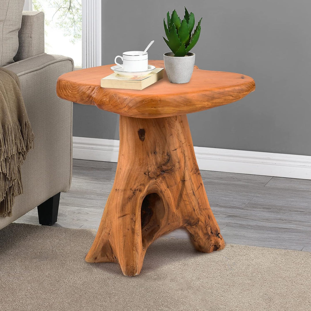 Small Side Table, Unique Design Live Edge Wood