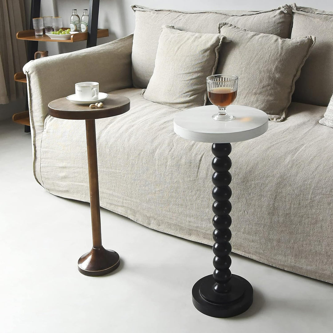 Small Pedestal End Table, Light Espresso