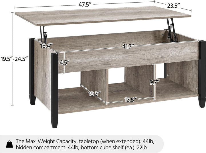 Yaheetech Gray Coffee Table, Lift Top Coffee Table with Storage