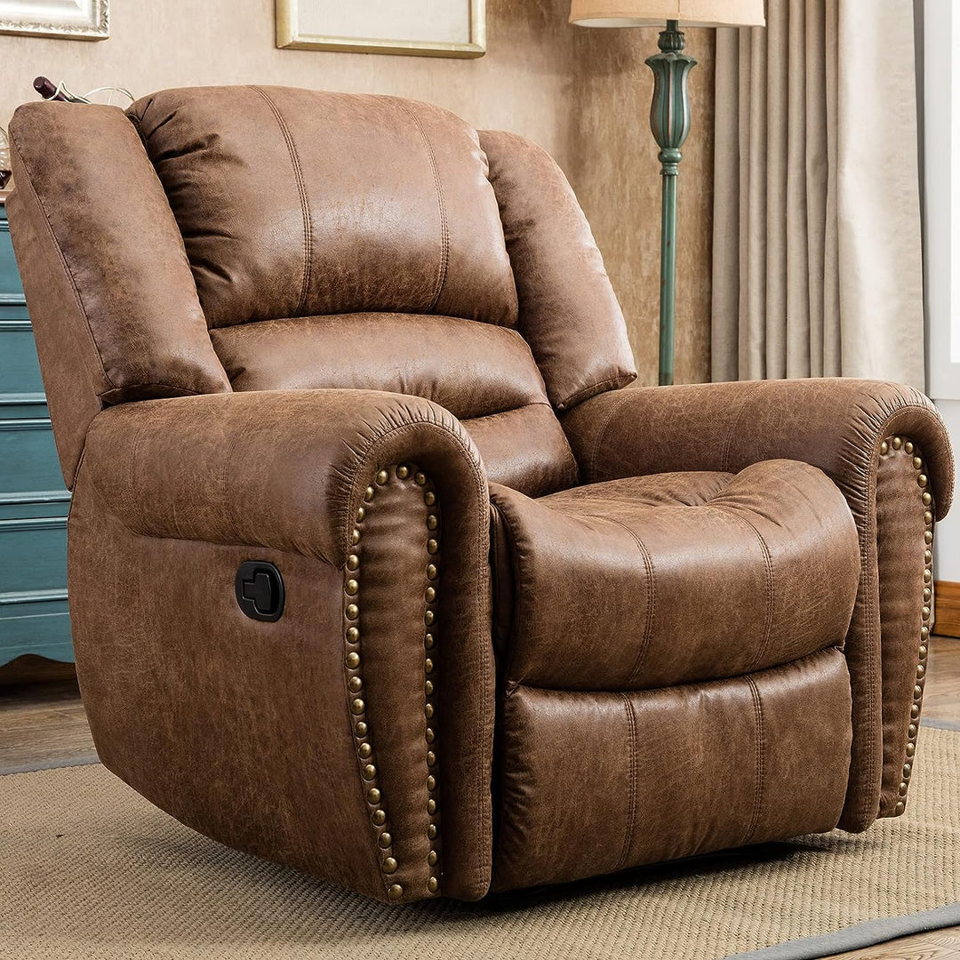 Leather Recliner Chair, Classic Manual, Nut Brown