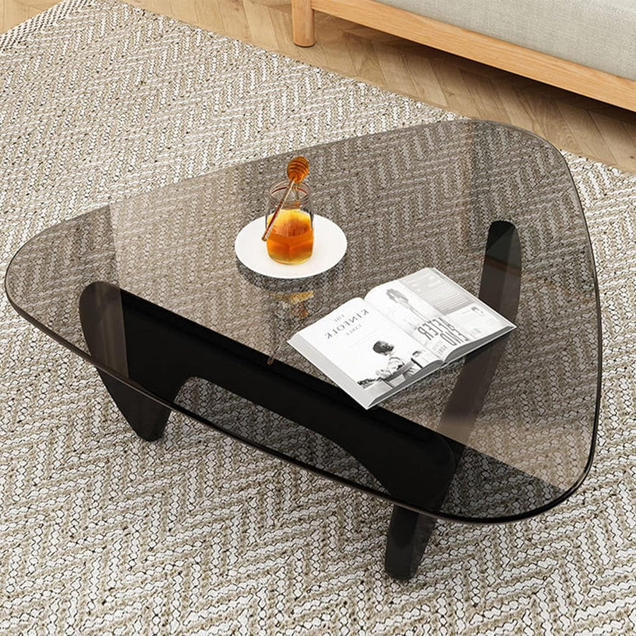 Coffee Table with Solid Wood Base, Minimalist Modern Design