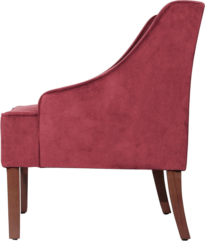 Velvet Swoop Arm Accent Chair, Burgundy