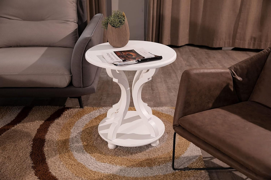 Small Round Table, 22x24 '' Accent Tables Cream