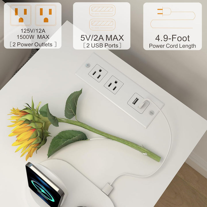 End Table Nightstand Charging Station USB Ports