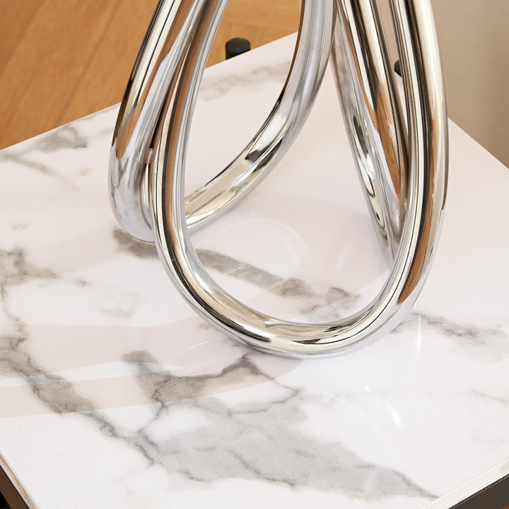 Elegant Marble Side Table, Modern Narrow End Table with Storage