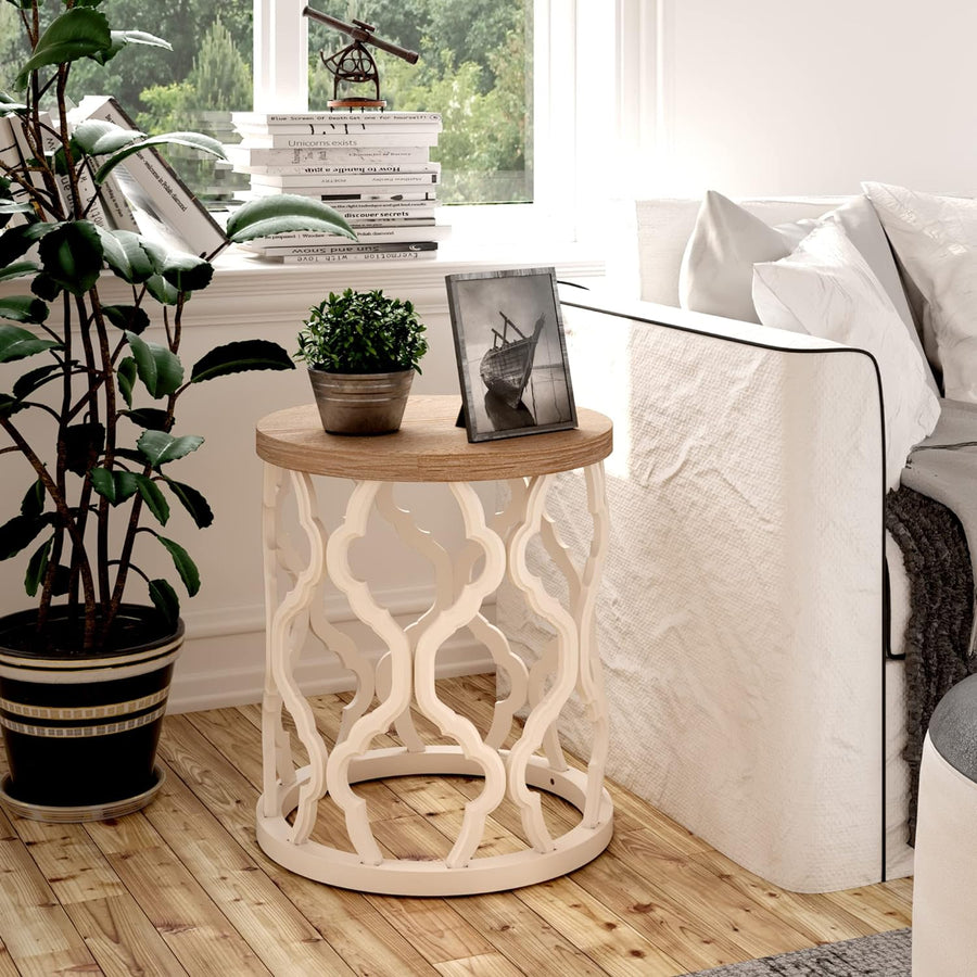 Rustic Farmhouse End Table, Distressed Wood Top