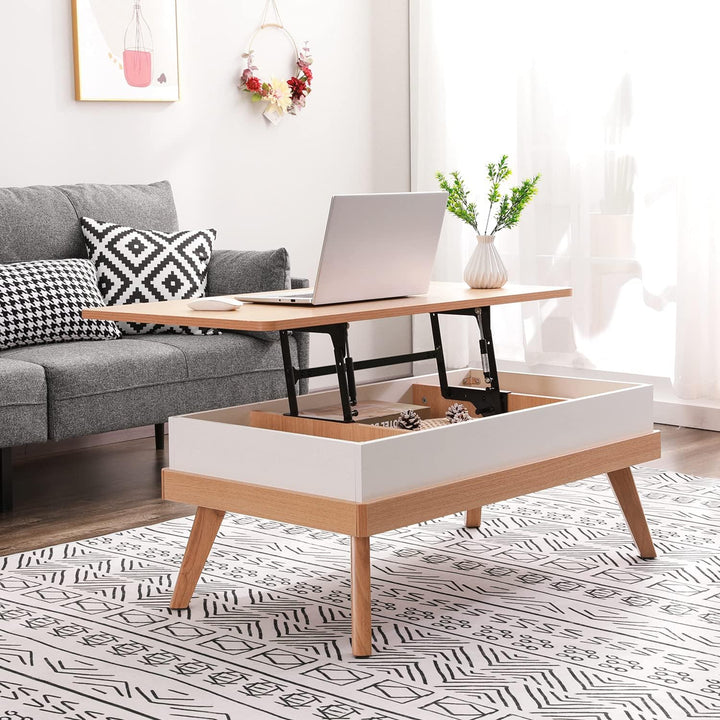 Lift Top Coffee Table with Hidden Storage, Oak