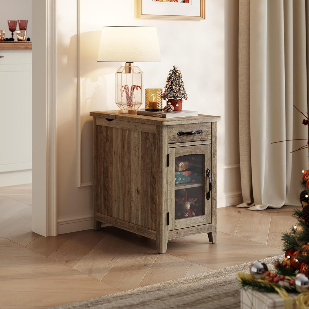 Farmhouse End Table w/ Charging Station