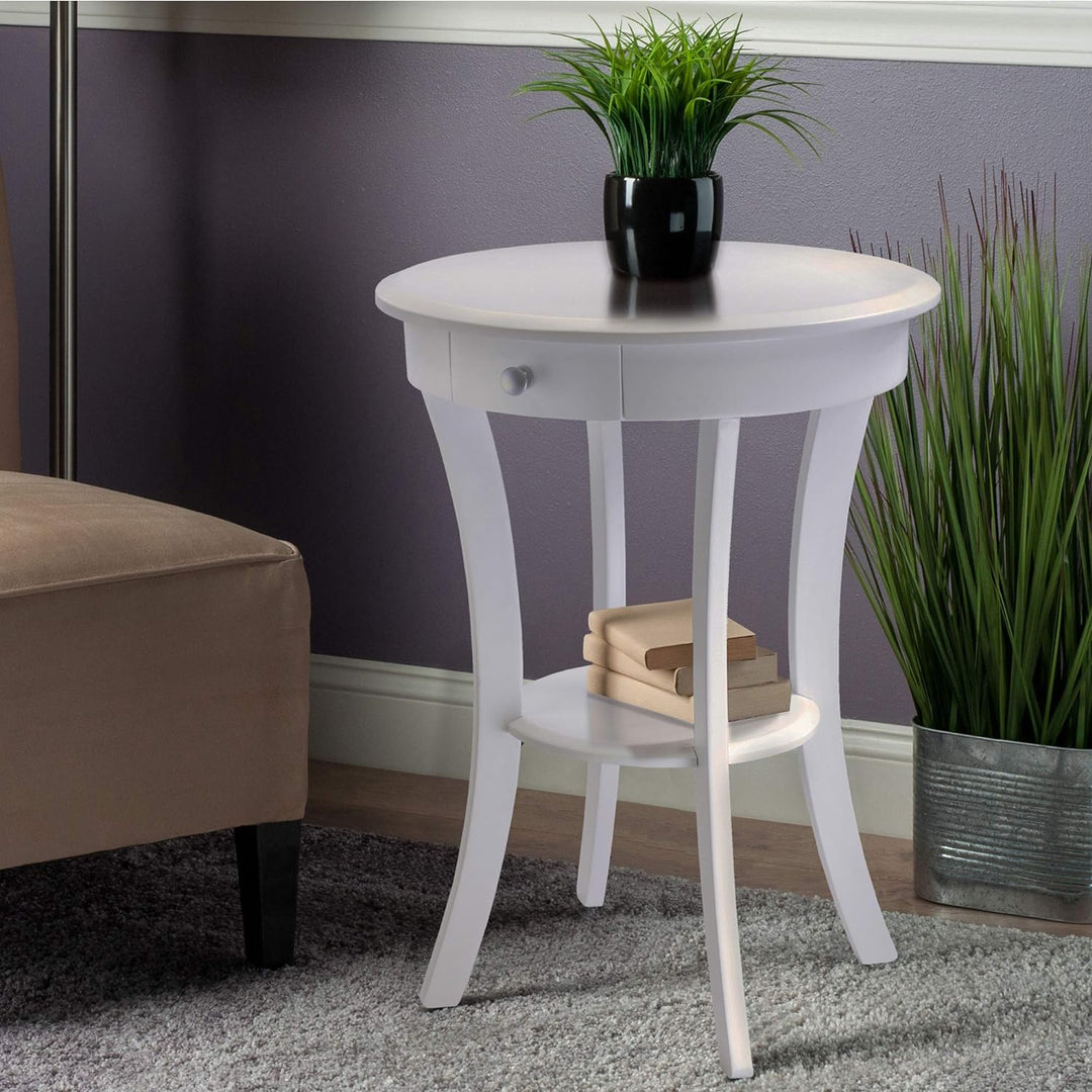 Wood Sasha Accent Table, White, 20