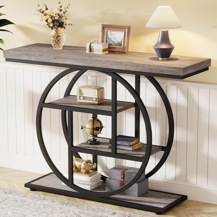 41.3" Console Table, Industrial 4-Tier Sofa Table