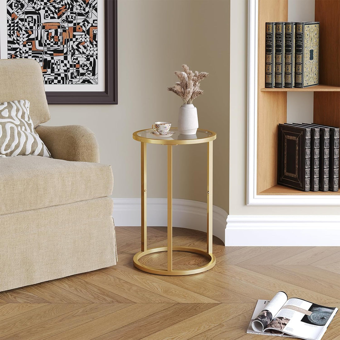 Elegant Gold Side Table for Small Spaces, Modern Bedside Table