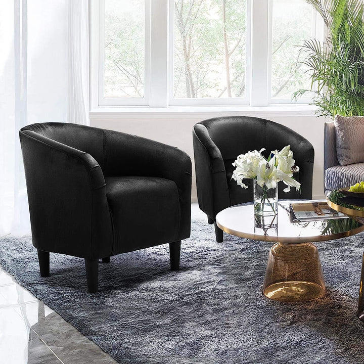 Barrel Chair, Modern Accent Chair Comfy Velvet