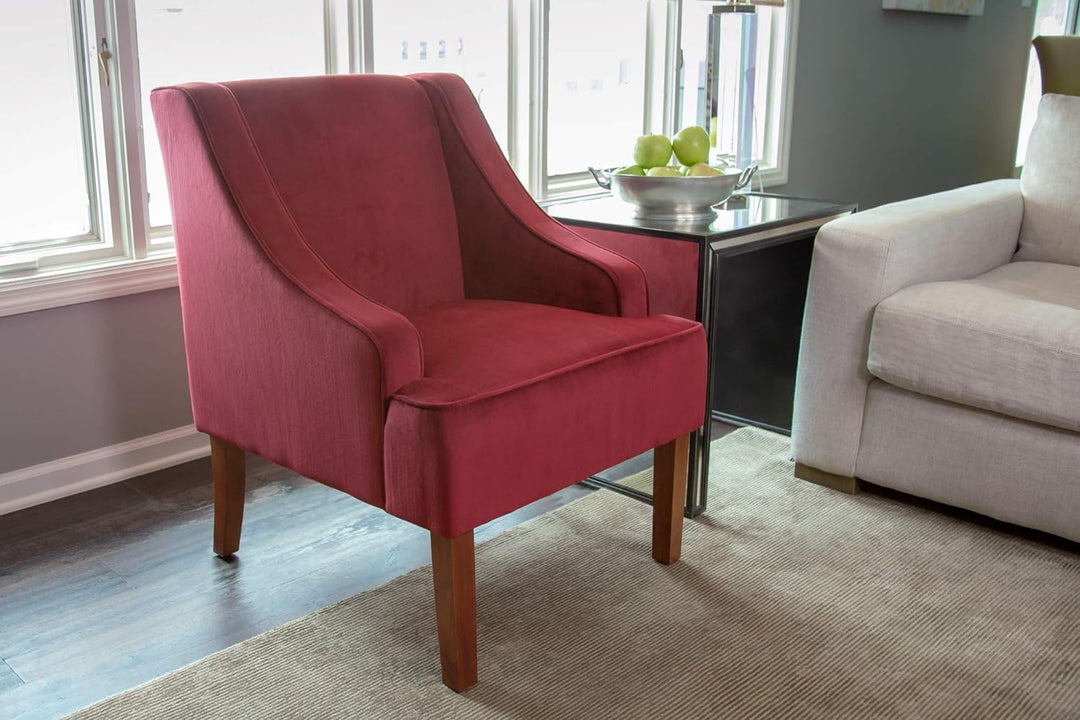 Velvet Swoop Arm Accent Chair, Burgundy