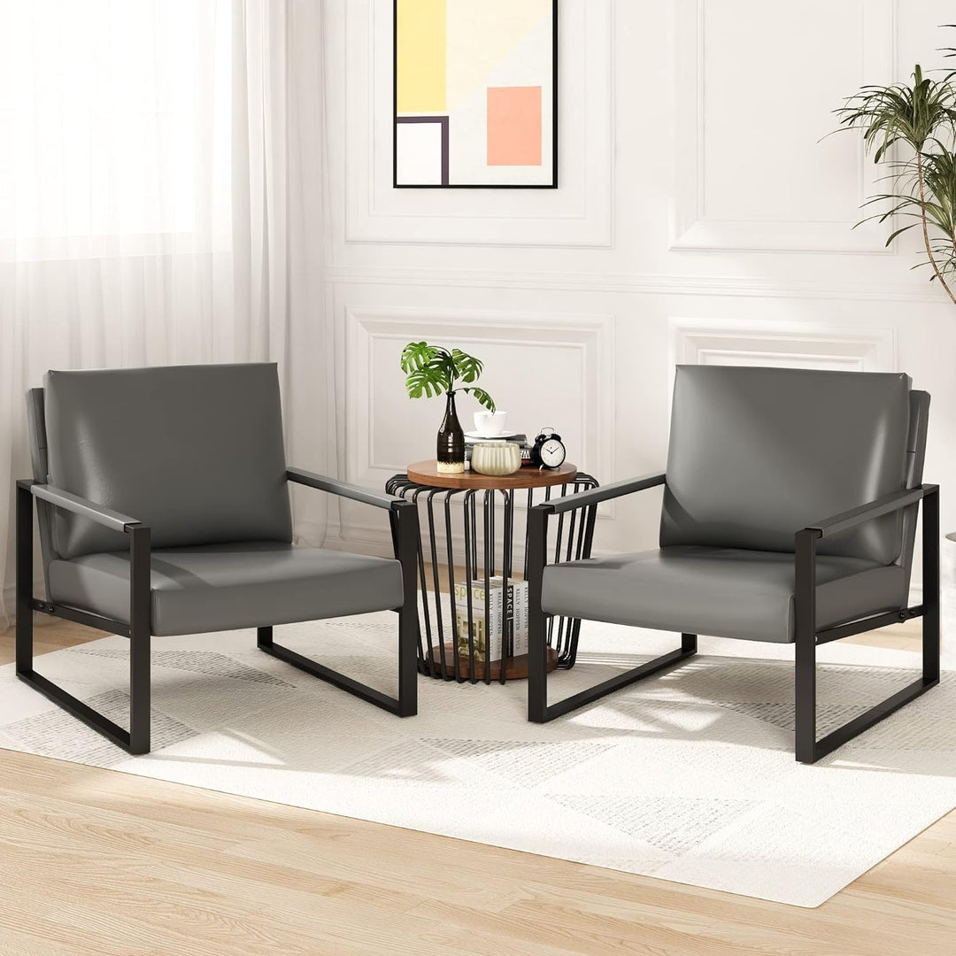 Modern PU Leather Accent Chair Arm Chair Grey