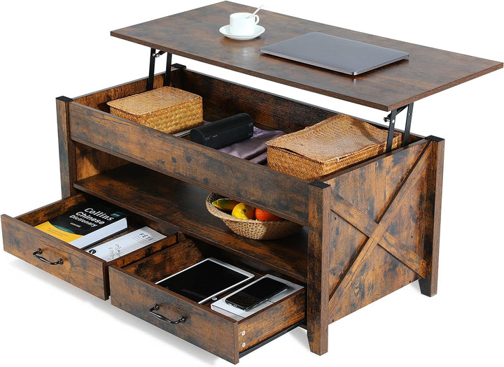 Rustic Brown Coffee Table, Rectangular Wooden Accent Table