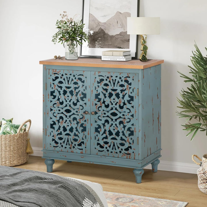 Accent Cabinet Distressed Farmhouse Credenza