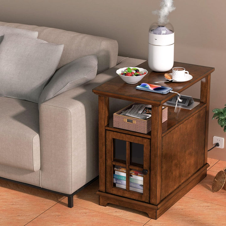 End Table w/ Charging Station, Storage, USB