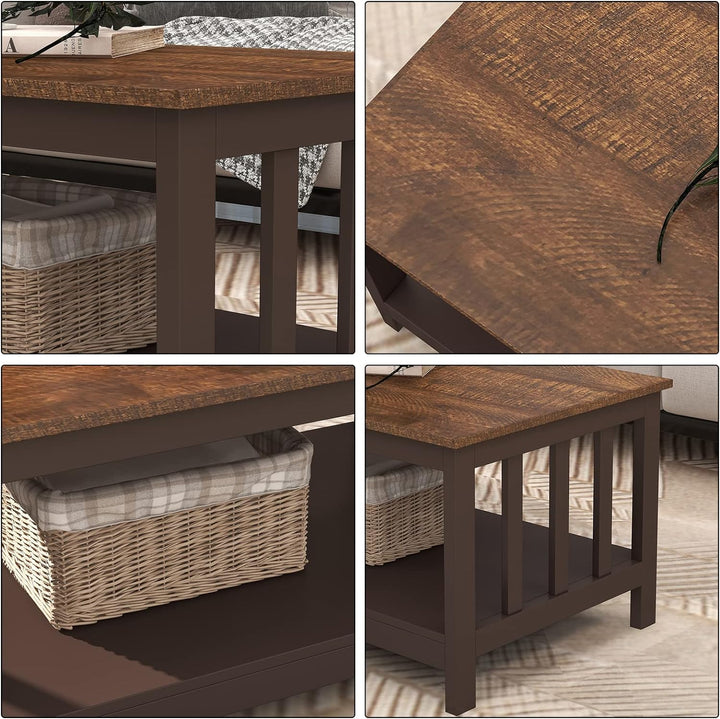 Farmhouse Coffee Table with Shelf, Espresso Finish