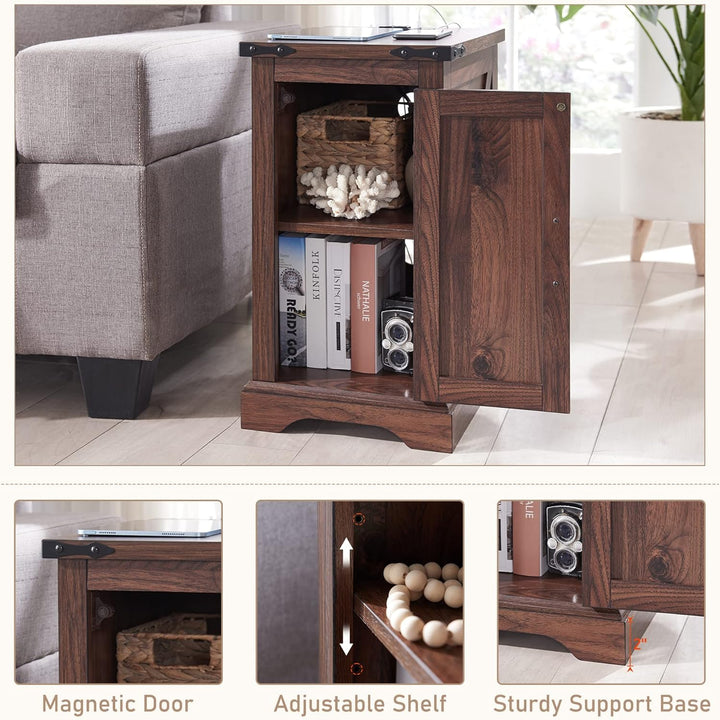 Nightstand Charging Station Farmhouse End Table