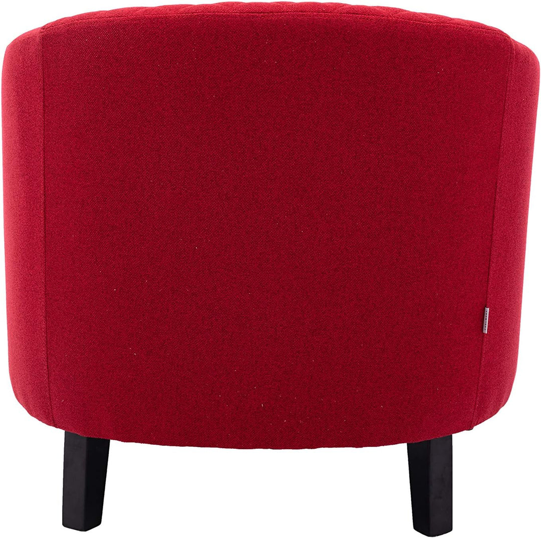 Modern Upholstered Accent Armchair Soft Linen Red