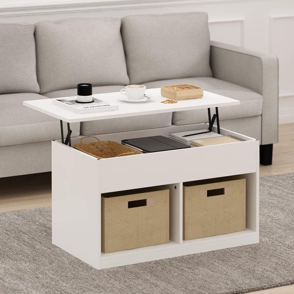 Furinno Jensen Lift Top Coffee Table, White