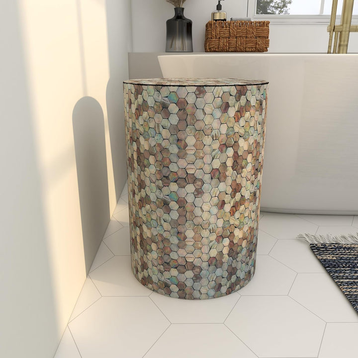 Mother of Pearl Shell Geometric Handmade Side Table