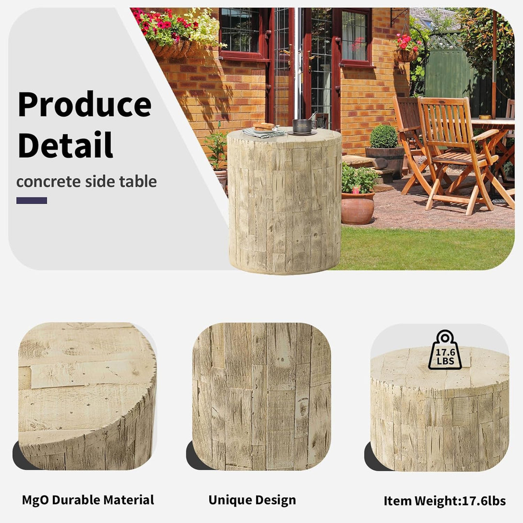 Concrete Outdoor Side Table, Patio End Table