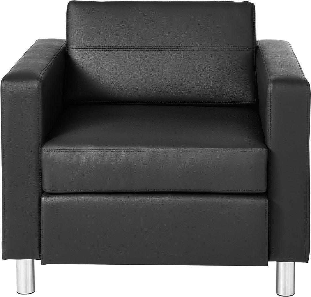 OSP Pacific Armchair, Black Vinyl, Silver Legs