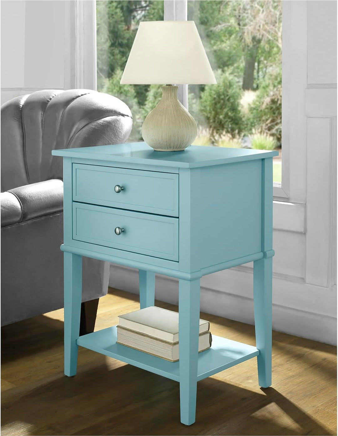 Franklin Accent Table 2 Drawers Blue