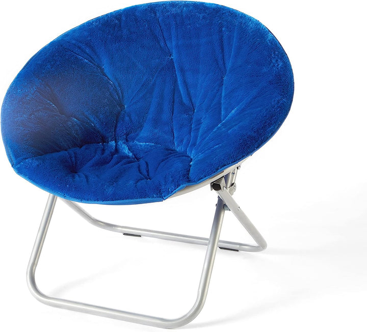 Urban Faux Fur Saucer Chair with Metal Frame, Blue