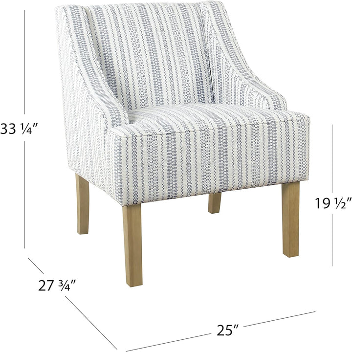 Velvet Swoop Arm Accent Chair, Blue White Stripe