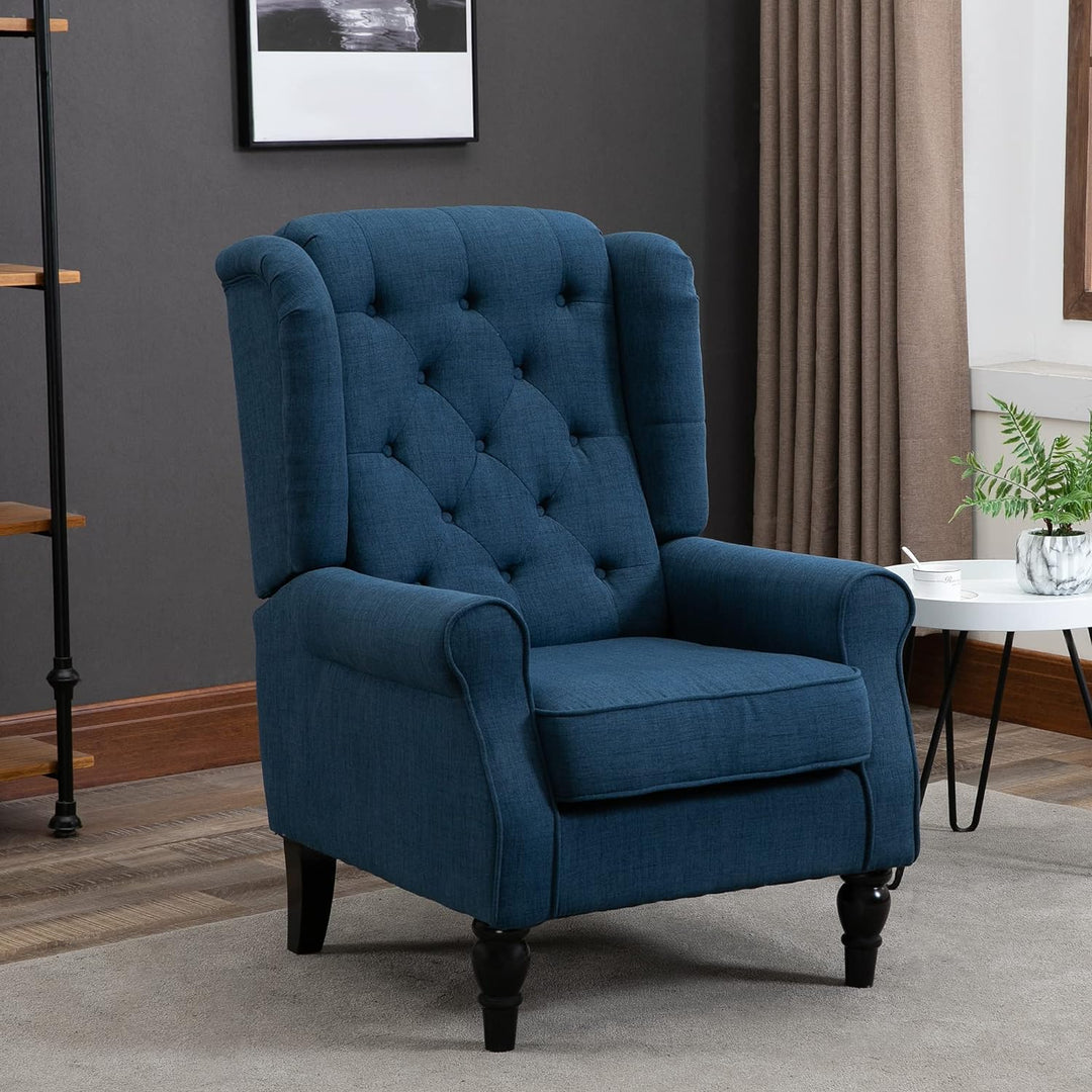 Fabric Accent Chair, Button Tufted Armchair Blue