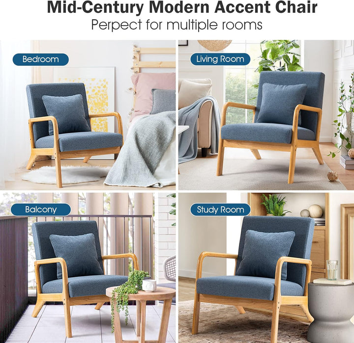 Mid-Century Modern Accent Chair,Linen Fabric