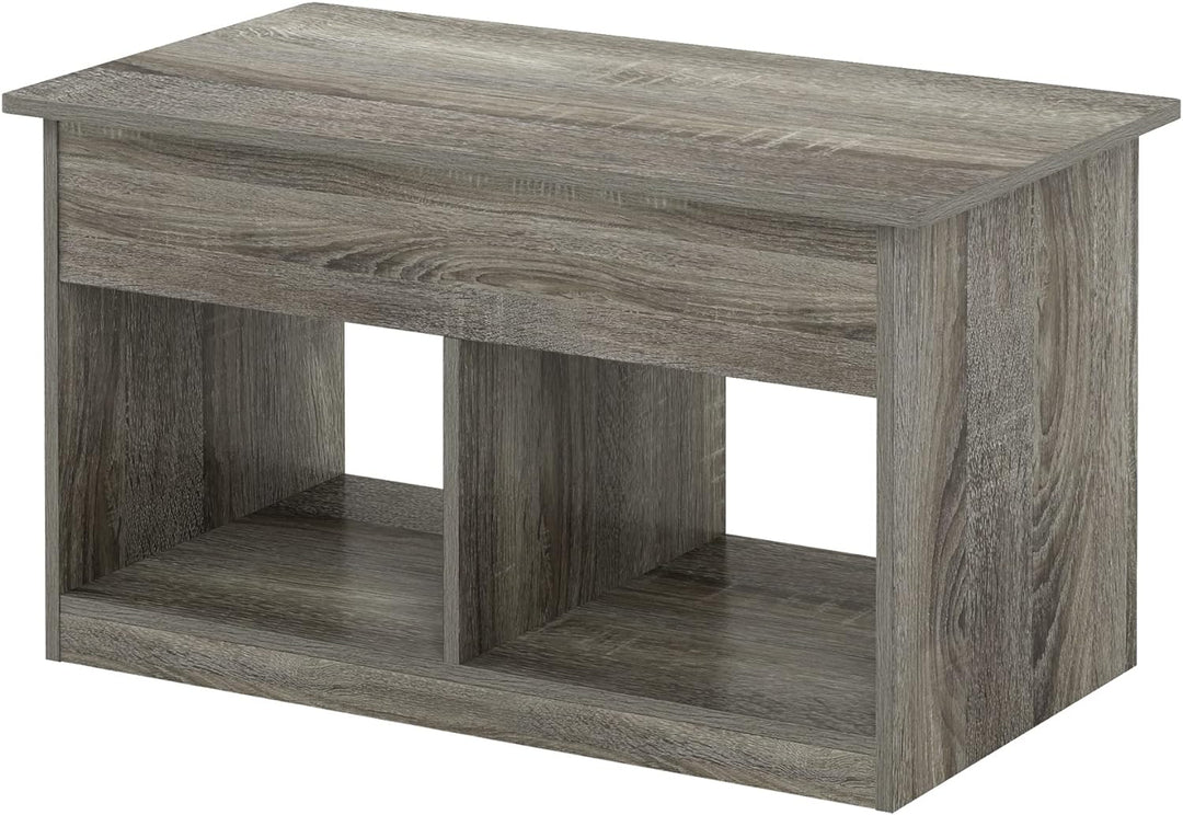 Furinno Jensen Lift Top Coffee Table Hidden Storage, French Oak Grey