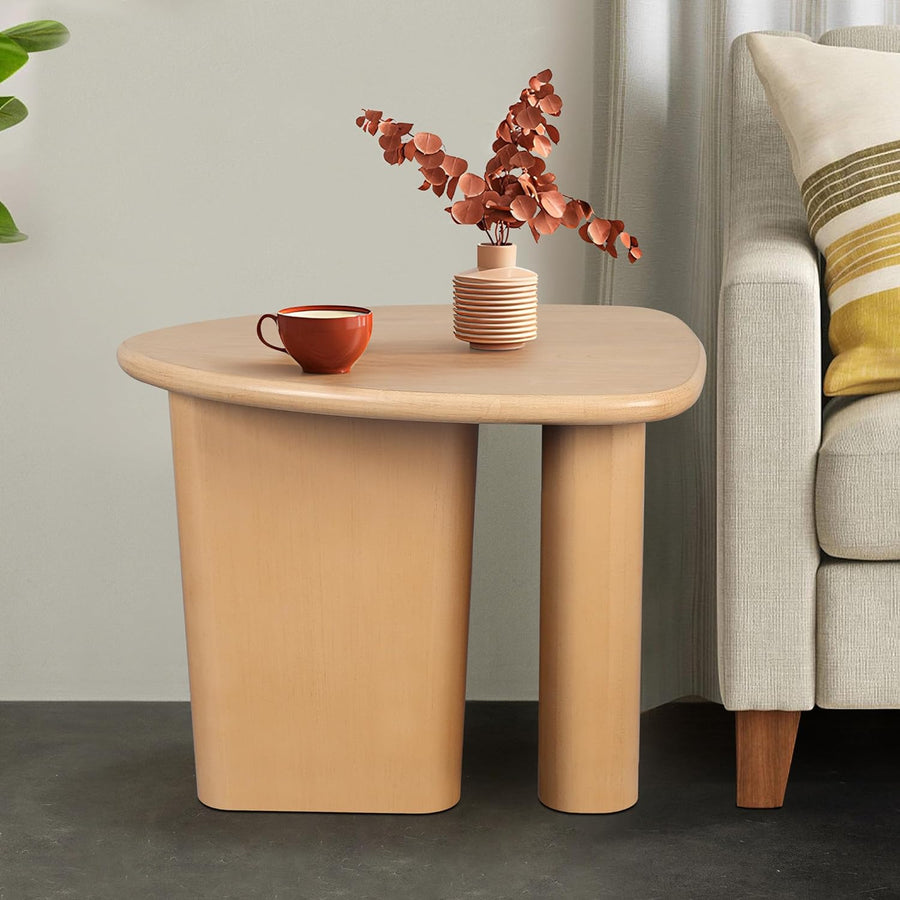 Stylish Mid-Century Tapered End Table, Natural Wood Grain Top