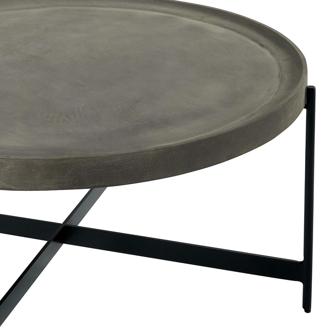 Alaterre Brookline Round Wood and Concrete Coffee Table