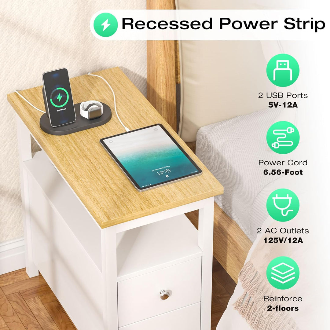 2 End Table with Charging Station, Side Tables