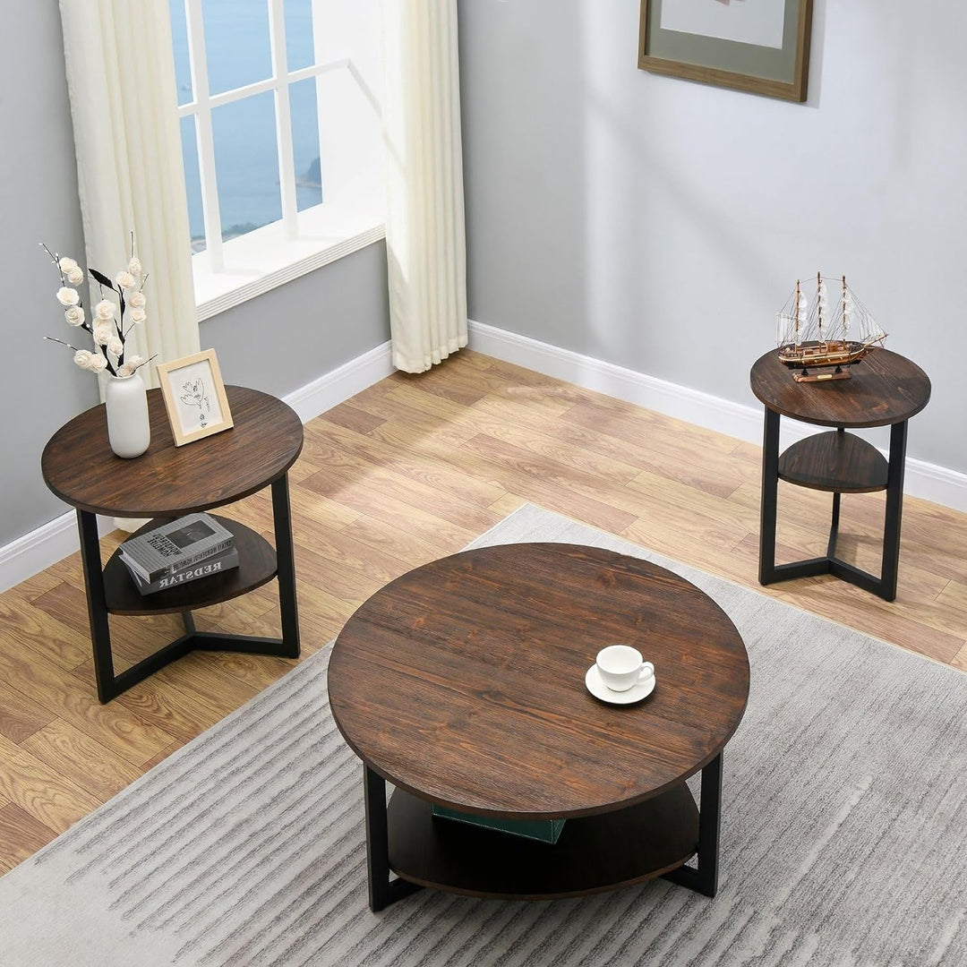 Round 35" Coffee Table, Modern Retro, Oval Storage