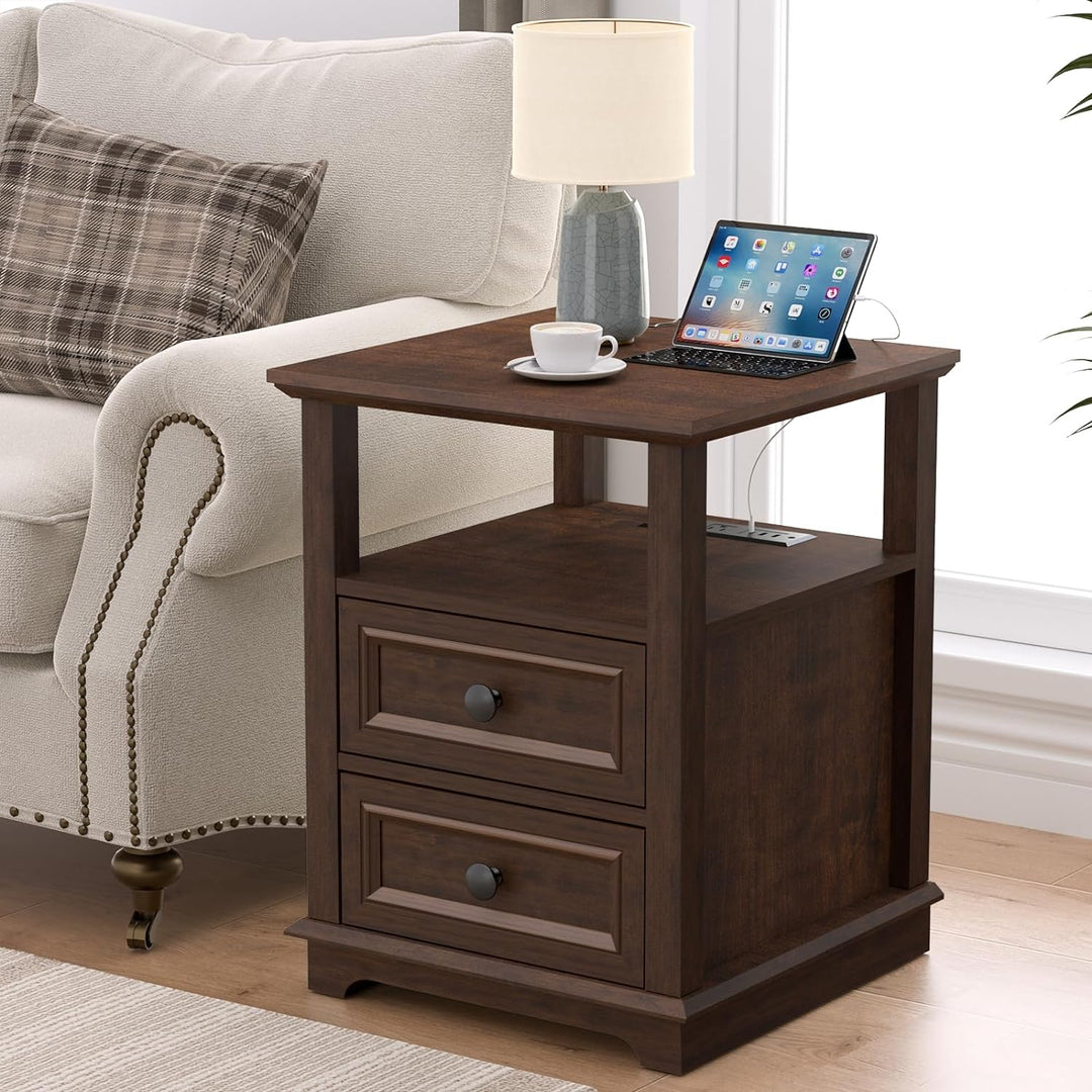 24" Nightstand w/ Charging Station, 18W Fast Charge