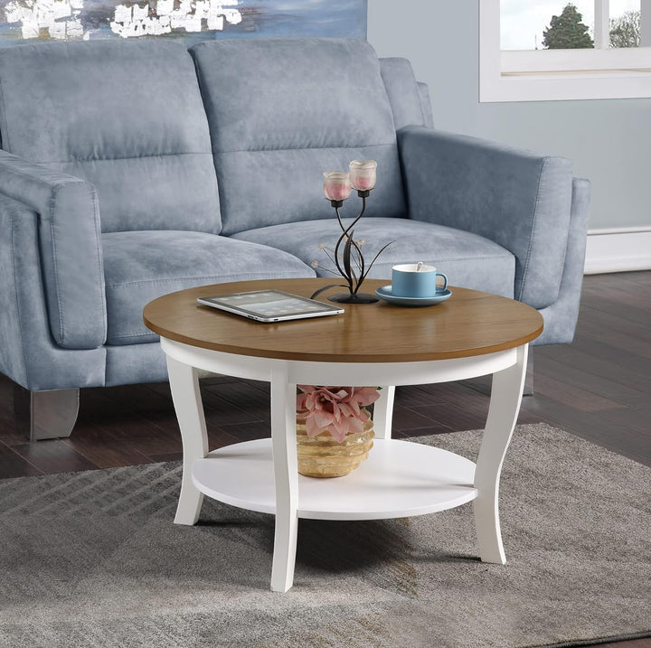 Convenience Concepts American Heritage Round Coffee Table, Driftwood/White