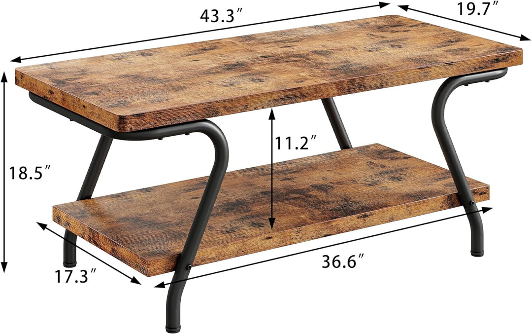 Coffee Table with Storage, Center Table for Living Room, Brown