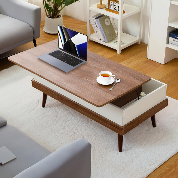 Houseables Lift Top Coffee Table with Storage, Brown, Modern