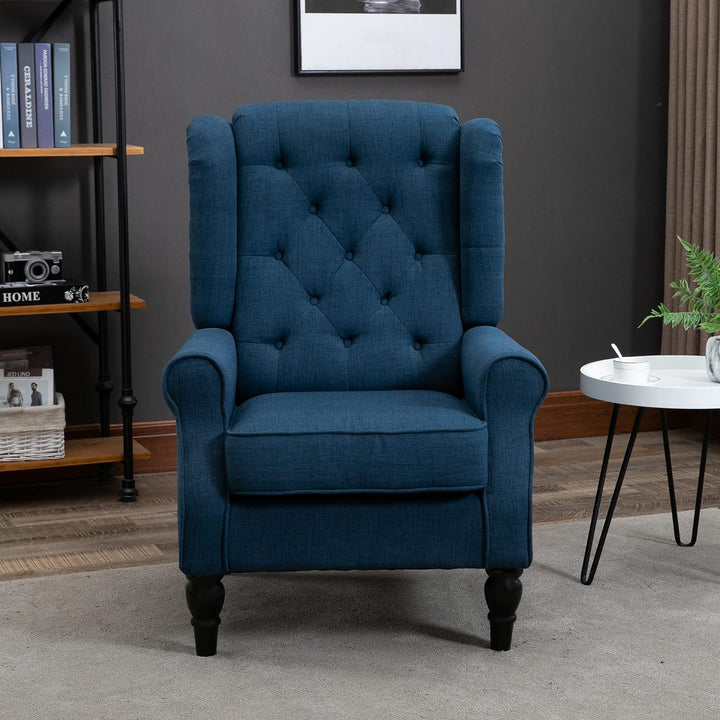 Fabric Accent Chair, Button Tufted Armchair Blue