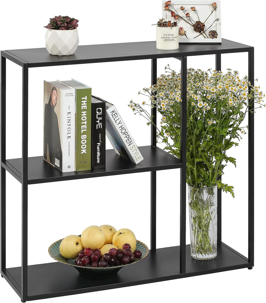 Console Table Narrow Long Storage Rack Black