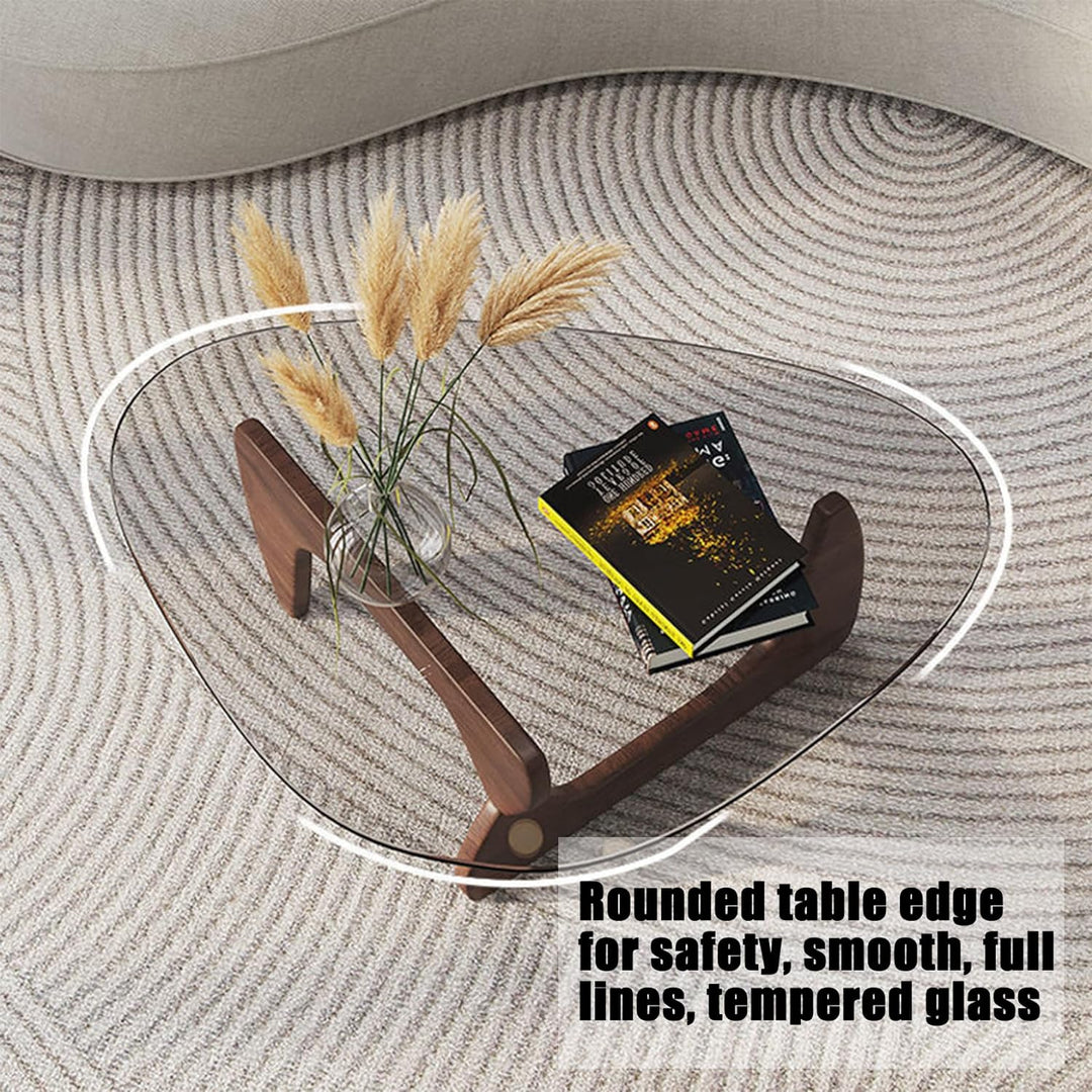 Triangle Glass Coffee Table, Mid-Century Modern End Table, Transparent