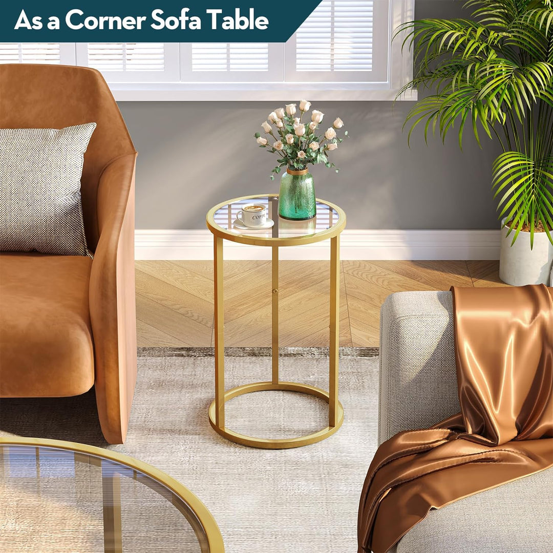 Elegant Gold Side Table for Small Spaces, Modern Bedside Table