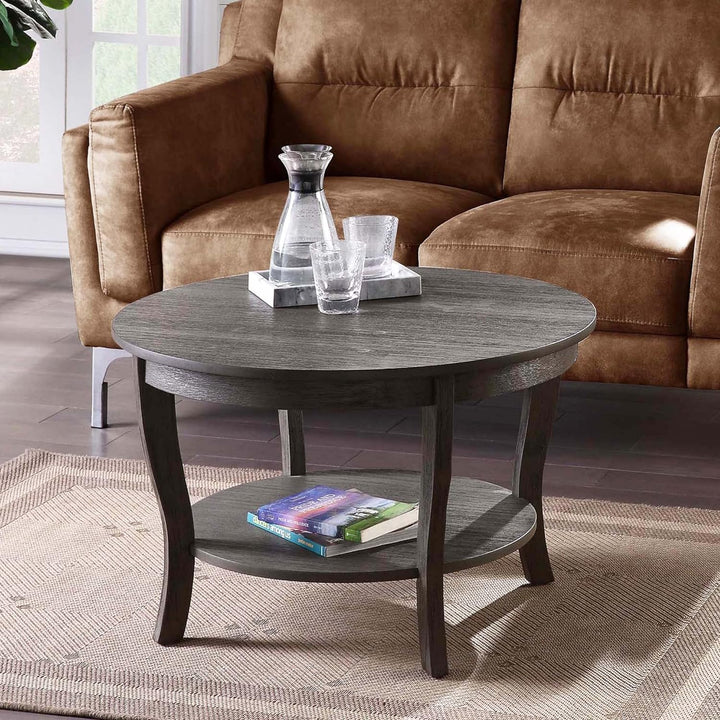 Convenience Concepts American Heritage Round Coffee Table, Dark Gray