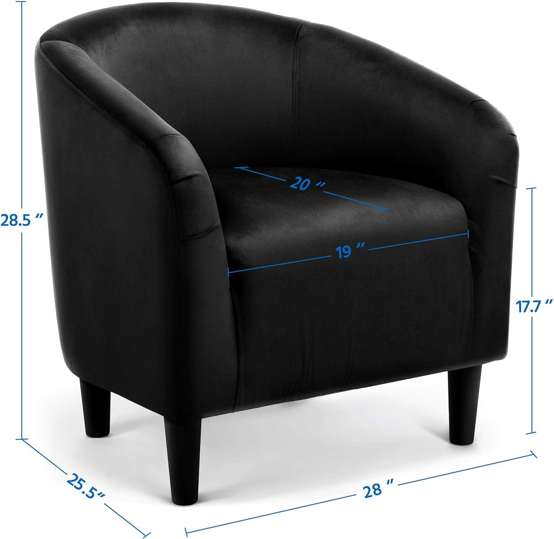 Velvet Accent Chair, Modern Club Chair Upholstered Armchair with Solid Legs Comfy Sofa Chair, Black