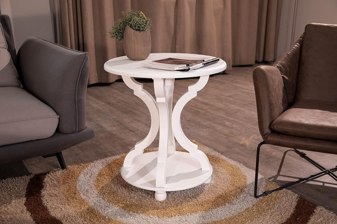 Small Round Table, 22x24 '' Accent Tables Cream