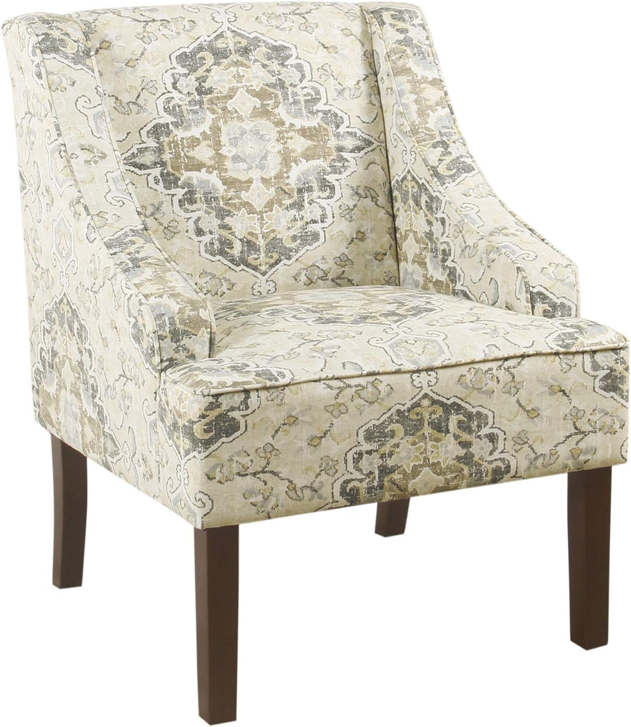 Upholstered Swoop Arm Accent Chair, Antique Ebony